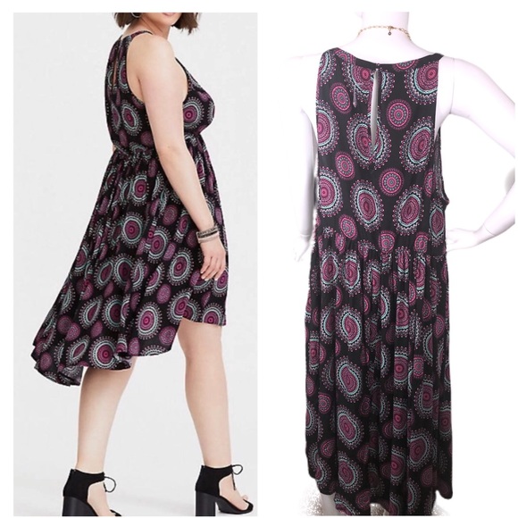 torrid Dresses & Skirts - Torrid sz 2 Hi-Low Medallion Flouncy Tank Dress